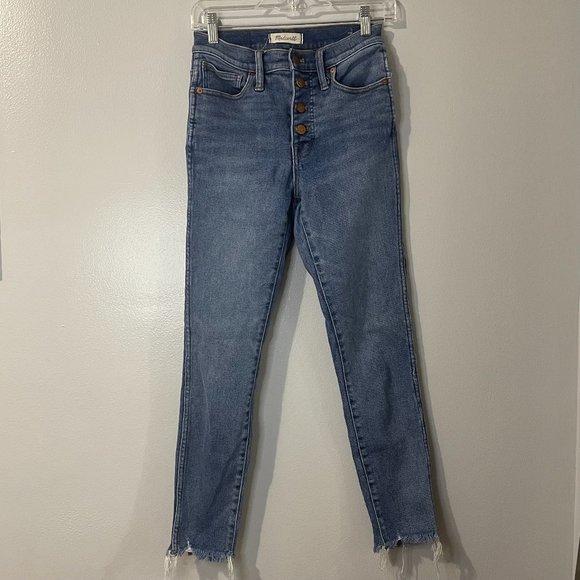 Madewell Denim - MADEWELL 10" High Rise Button Fly Raw Hem Jeans / Medium Wash / 26